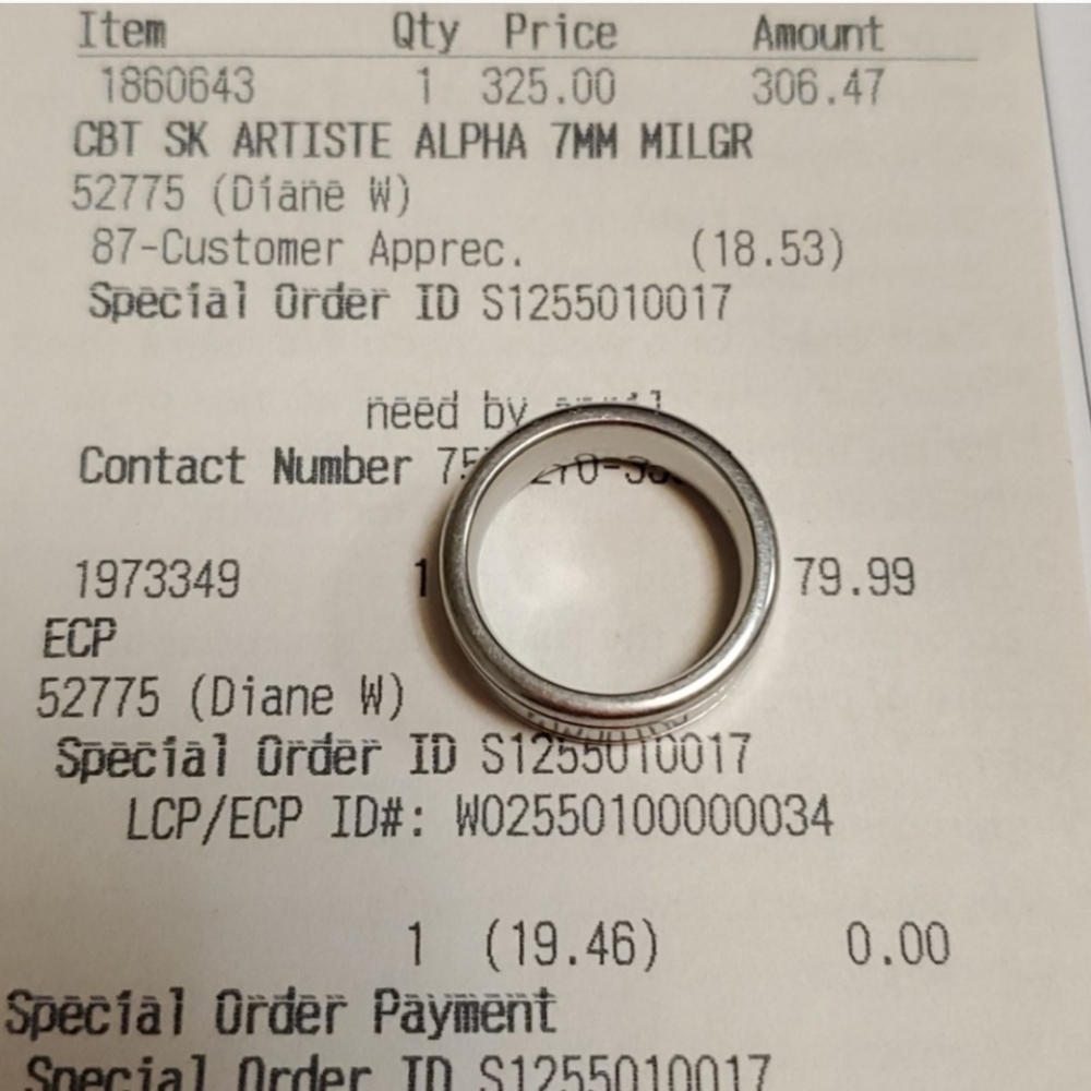 Helzberg Diamonds Artiste Alpha 7mm Mens Wedding Band SZ 8